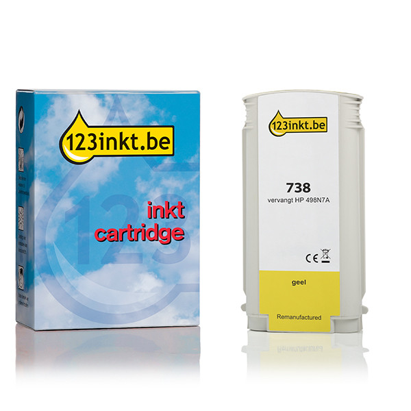 123inkt huismerk vervangt HP 738 (498N7A) inktcartridge geel 498N7AC 093285 - 1