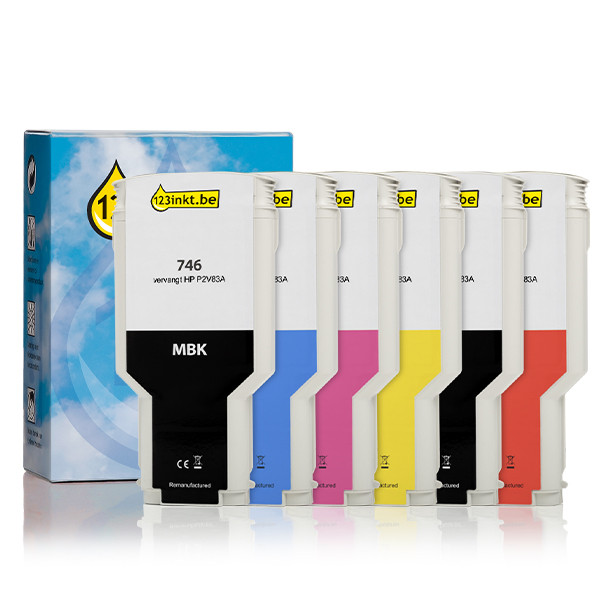 123inkt huismerk vervangt HP 746 MBK/CR/C/M/Y/PBK multipack 160236 - 1