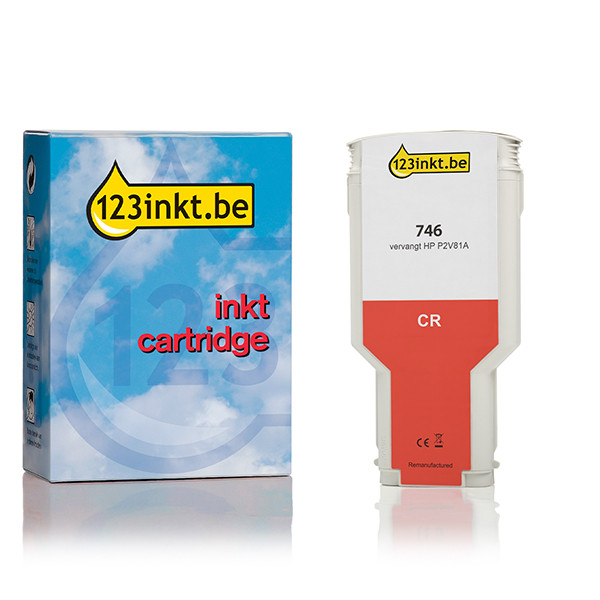 123inkt huismerk vervangt HP 746 (P2V81A) inktcartridge chromatic red P2V81AC 055337 - 1
