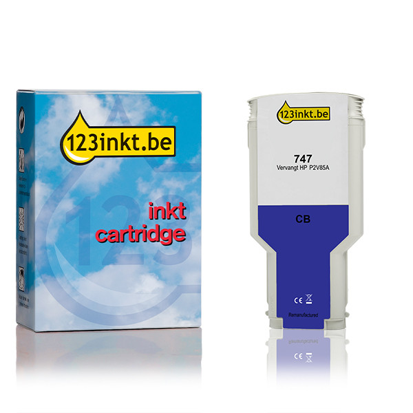 123inkt huismerk vervangt HP 747 (P2V85A) inktcartridge chromatic blue P2V85AC 055353 - 1