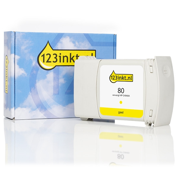 123inkt huismerk vervangt HP 80 (C4848A) inktcartridge geel hoge capaciteit C4848AC 031166 - 1