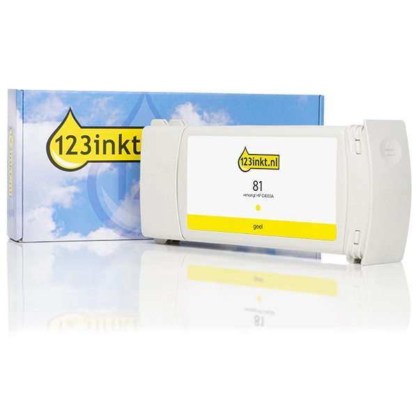 123inkt huismerk vervangt HP 81 (C4933A) inktcartridge geel C4933AC 031471 - 1