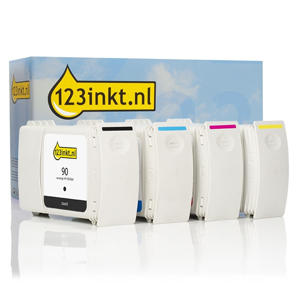 123inkt huismerk vervangt HP 90 multipack + 3 kleuren (123inkt huismerk)  160165 - 1