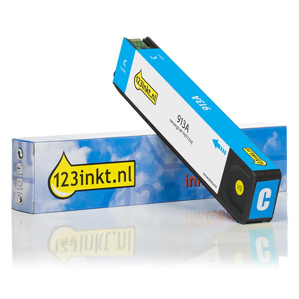 123inkt huismerk vervangt HP 913A (F6T77AE) inktcartridge cyaan F6T77AEC 054909 - 1