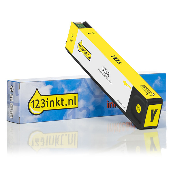 123inkt huismerk vervangt HP 913A (F6T79AE) inktcartridge geel F6T79AEC 054913 - 1