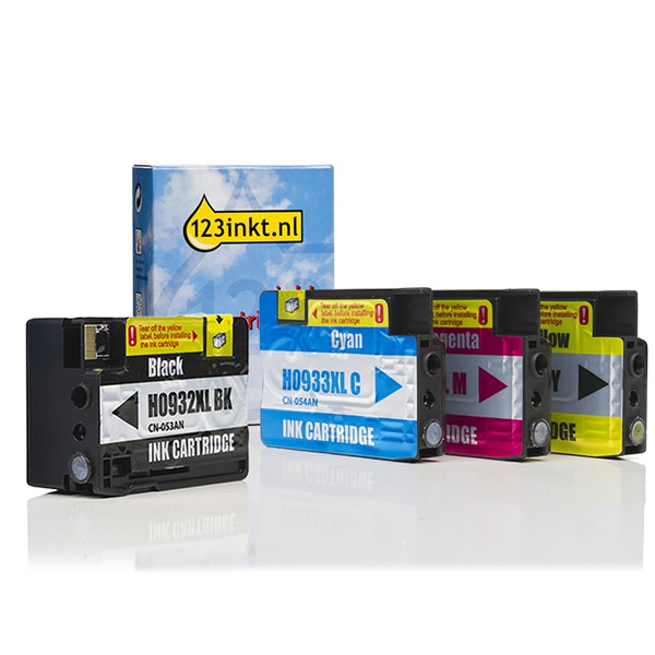 123inkt huismerk vervangt HP 932XL / HP 933XL multipack zwart/cyaan/magenta/geel C2P42AEC 160182 - 1