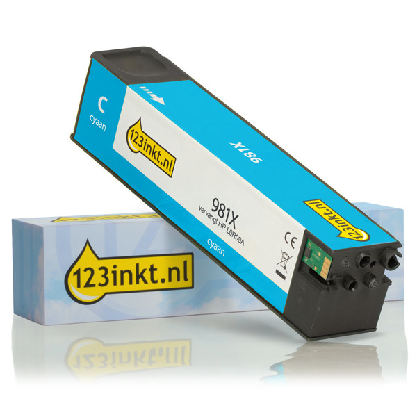 123inkt huismerk vervangt HP 981X (L0R09A) inktcartridge cyaan hoge capaciteit L0R09AC 044563 - 1