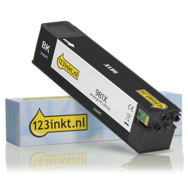 123inkt huismerk vervangt HP 981X (L0R12A) inktcartridge zwart hoge capaciteit L0R12AC 044557 - 1