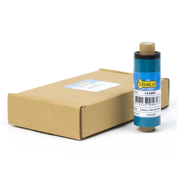 123inkt huismerk vervangt Zebra 2300 wax ribbon (02300GS08407) 84 mm x 74 m (5 ribbons) 02300GS08407C 141005 - 1