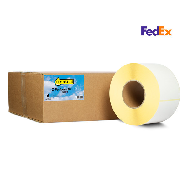 123inkt huismerk vervangt Zebra Z-Perform 1000D FedEx label (87809) 102 x 152 mm (4 rollen) 653302 - 1