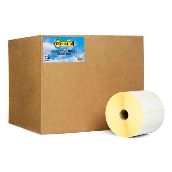 123inkt huismerk vervangt Zebra Z-Perform 1000D label (880191-038D) 102 x 38 mm (12 rollen) 140005 - 1