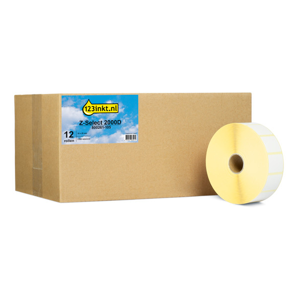 123inkt huismerk vervangt Zebra Z-Select 2000D label (800261-105) 32 x 25 mm (12 rollen) 140011 - 1