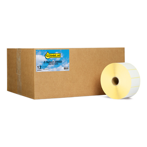 123inkt huismerk vervangt Zebra Z-Select 2000D label (880199-025D) 51 x 25 mm (12 rollen) 140013 - 1
