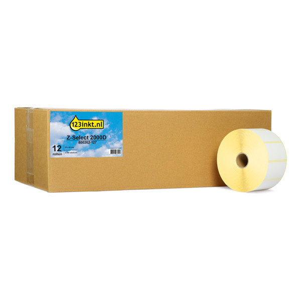 123inkt huismerk vervangt Zebra Z-Select 2000D verwijderbaar label (800262-127) 57 x 32 mm (12 rollen) 140099 - 1