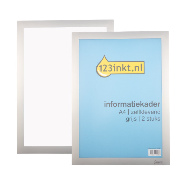 123inkt informatiekader A4 zelfklevend grijs (2 stuks) 487223C 301246 - 1