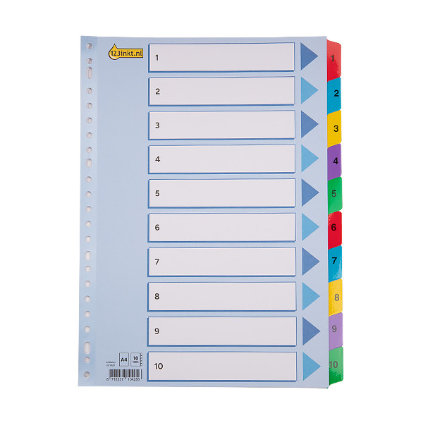 123inkt kartonnen tabbladen A4 met 10 tabs (23-gaats) 100161C 301620 - 1