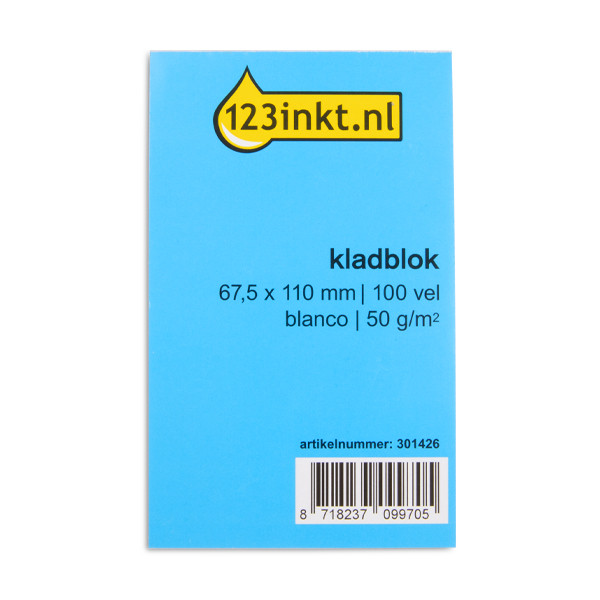 123inkt kladblok 67,5 x 110 mm 100 vellen blanco K-55100C 301426 - 1