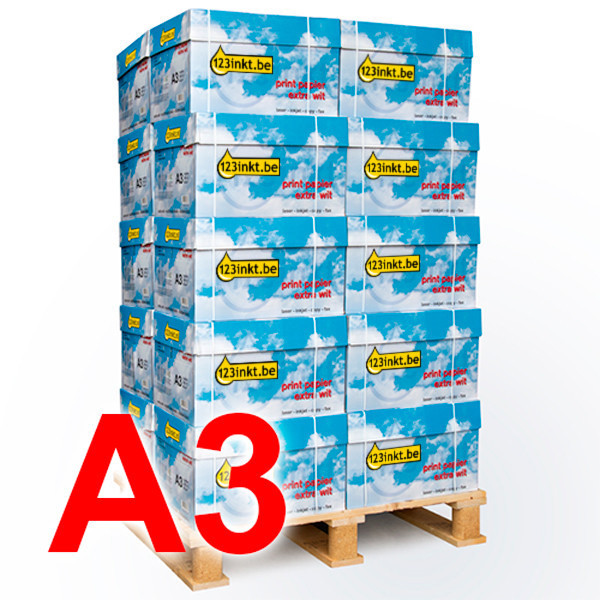 123inkt kopieerpapier 1 pallet 20 dozen van 2500 vellen A3 - 80 g/m² 300647 - 2