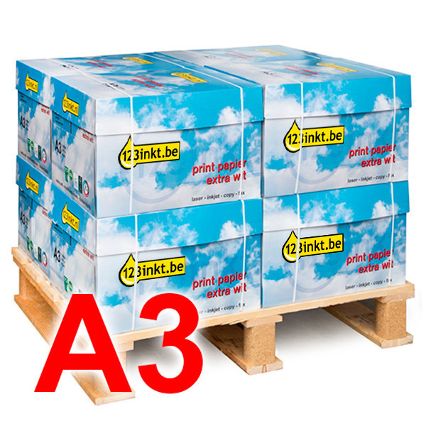 123inkt kopieerpapier mini pallet 8 dozen van 2500 vellen A3 - 80 g/m² 300646 - 2