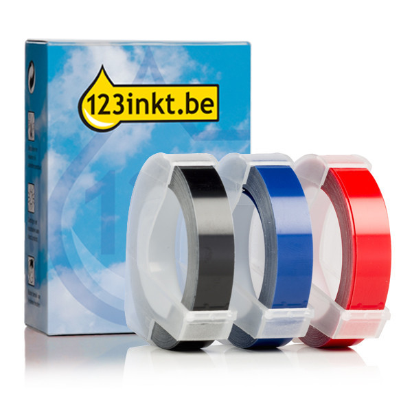 123inkt lettertang reliëftape 9 mm 3 kleuren multipack 089266 - 1