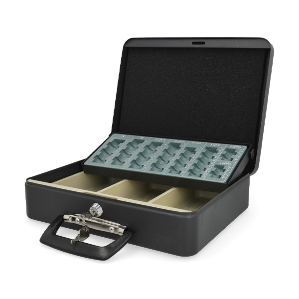 123inkt luxe stalen geldkist zwart (30 x 25,5 x 9,3 cm) 302939 - 2