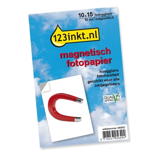 123inkt magnetisch fotopapier hoogglans 10 x 15 cm (10 vellen) 060952 - 1