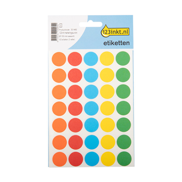 123inkt markeringspunten Ø 19 mm assortiment (105 etiketten) 3089C 301480 - 1
