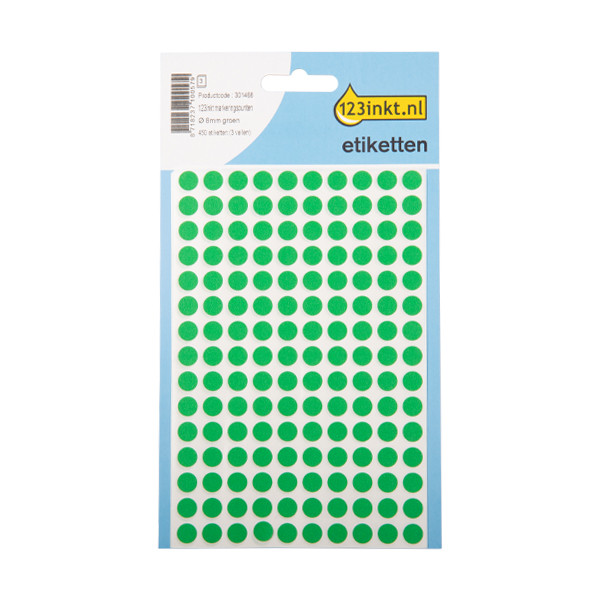 123inkt markeringspunten Ø 8 mm groen (450 etiketten) 1835C 1845C 1848C 3012C 3179C 301468 - 1