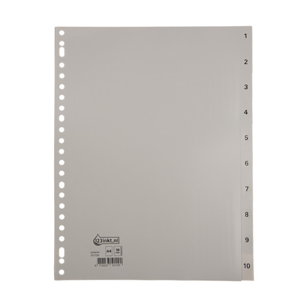 123inkt plastic indexen A4 grijs met 10 tabs (23-gaats) G410CMC 301534 - 1