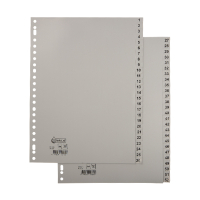 123inkt plastic indexen A4 grijs met 52 tabs (23-gaats) G452CMC 301538