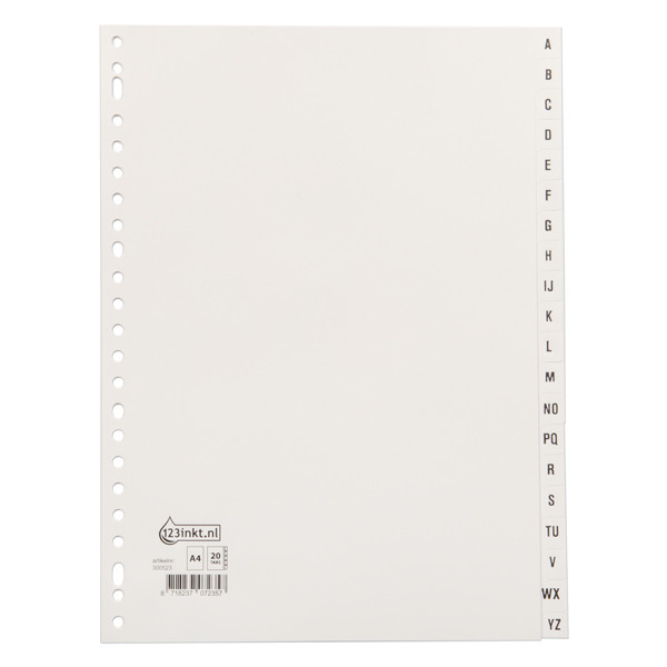 123inkt plastic tabbladen A4 wit met 20 tabs A-Z (23-gaats) 100144C 300523 - 1