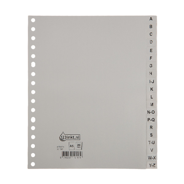 123inkt plastic tabbladen A5 grijs met 20 tabs A-Z (17-gaats) G520AZMC 301541 - 1