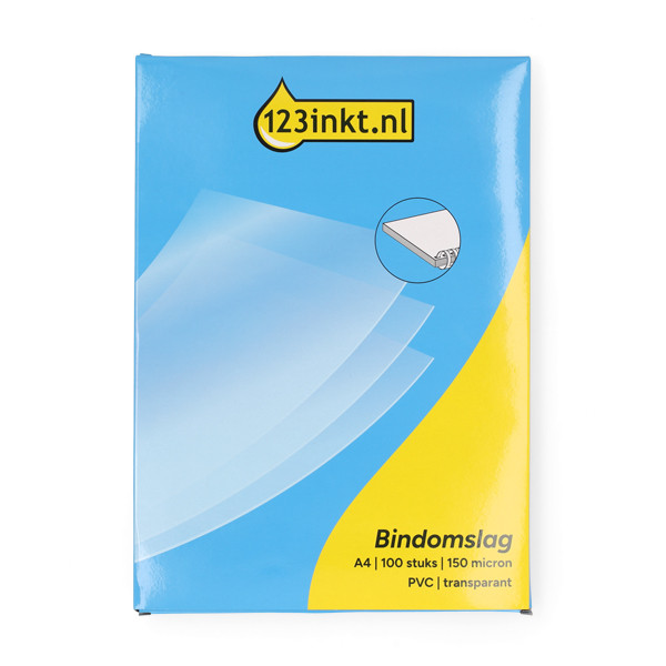 123inkt pvc bindomslag 150 micron transparant A4 (100 stuks) 303180 - 1