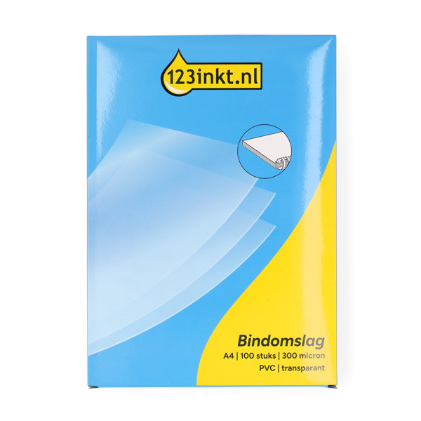 123inkt pvc bindomslag 300 micron transparant A4 (100 stuks) 303184 - 1