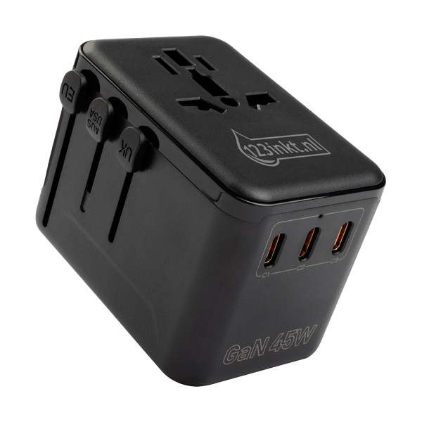 123inkt reisadapter/oplader 45W met 1 USB-A + 3 USB-C  390044 - 1