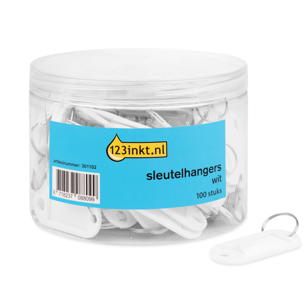 123inkt sleutelhangers wit (100 stuks)  301102 - 1