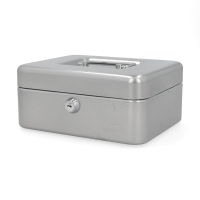 123inkt stalen geldkist zilver (20 x 17 x 9 cm) 302945