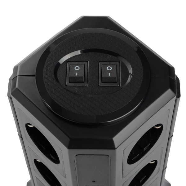 123inkt stekkerdoos toren met 12 stopcontacten en 5 USB zwart (2 meter) TP-VA5U12E-PD 390027 - 4