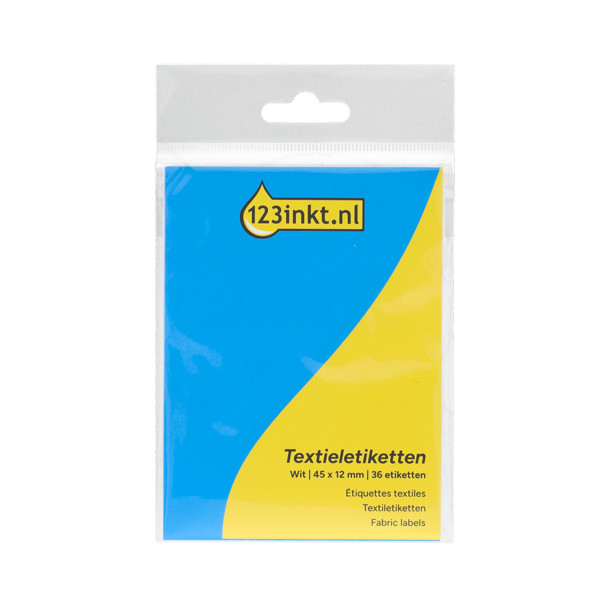123inkt textieletiketten 45 x 12 mm wit (36 etiketten) 302928 - 1