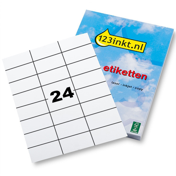 123inkt universele etiketten A4 70 x 35 mm wit (2.400 etiketten) FSC® Mix Credit 060321 - 1