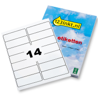 123inkt universele etiketten A4 99, 1 x 38,1 mm wit (1400 etiketten) FSC® Mix Credit