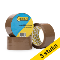 123inkt verpakkingstape bruin 38 mm x 66 m (3 rollen) 57166-00000-05-3C 301981