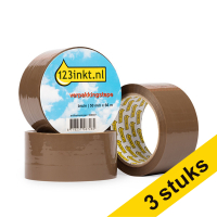 123inkt verpakkingstape bruin 50 mm x 66 m (3 rollen) 300339