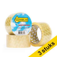 123inkt verpakkingstape transparant 50 mm x 66 m (3 rollen) 300340