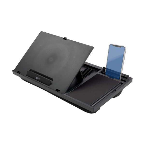 123inkt verstelbare laptopstandaard met schootkussen en muismat zwart 302727 - 3