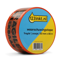 123inkt waarschuwingstape 'Fragile' oranje 50 mm x 66 m (1 rol)  301781