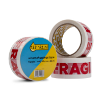 123inkt waarschuwingstape 'Fragile' wit 50 mm x 66 m (3 rollen)  301984
