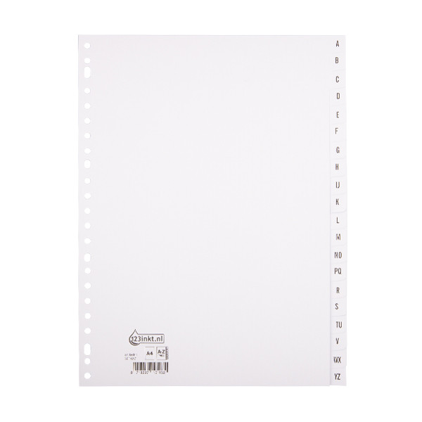 123inkt witte kartonnen indexen A4 met A-Z tabs (23-gaats) PK420AZMC 301537 - 1