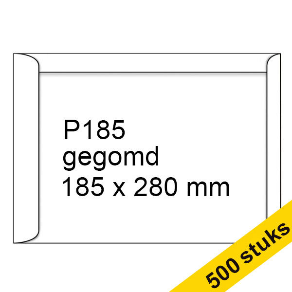 123inkt zak-envelop wit 185 x 280 mm - P185 gegomd (500 stuks) 123-303700 300936 - 1