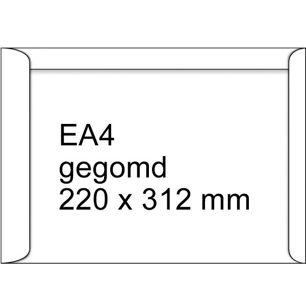 123inkt zak-envelop wit 220 x 312 mm - EA4 gegomd (250 stuks) 300937 - 2